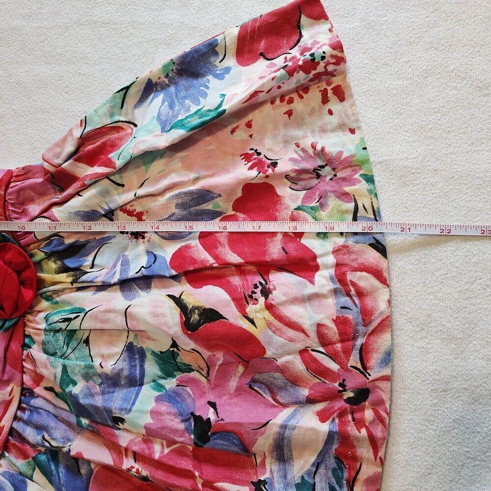 Vintage 80s Girls Floral Dress Size 4 Puff Sleeve Party Dress USA Retro - Picture 5 of 7